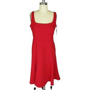 CALVIN KLEIN Size 4 Red Textured Ponte Knit Fit & Flare Empire Dress NWT